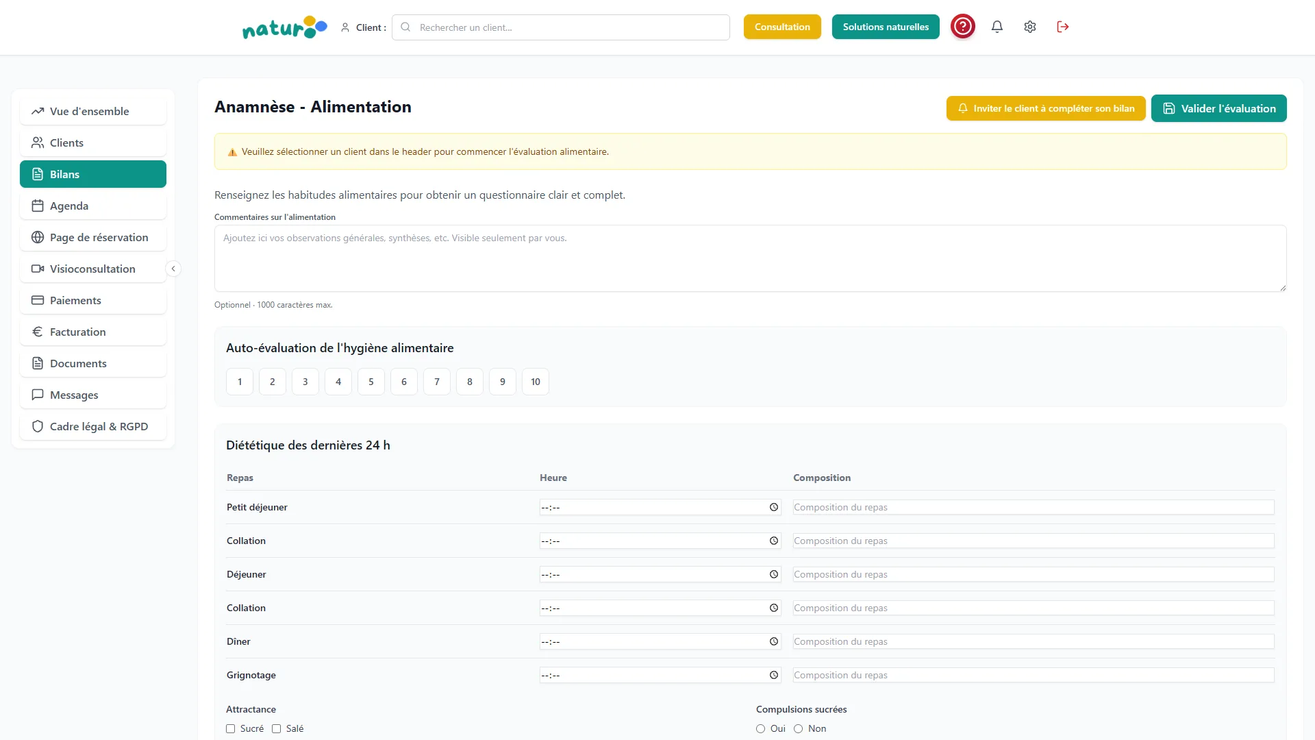 Bilan alimentation Naturooo - analyse régime naturopathe Bilan alimentation Naturooo - analyse régime naturopathe